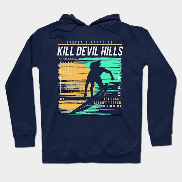 Retro Surfing Kill Devil Hills, North Carolina // Vintage Surfer Beach // Surfer's Paradise Hoodie by Now Boarding